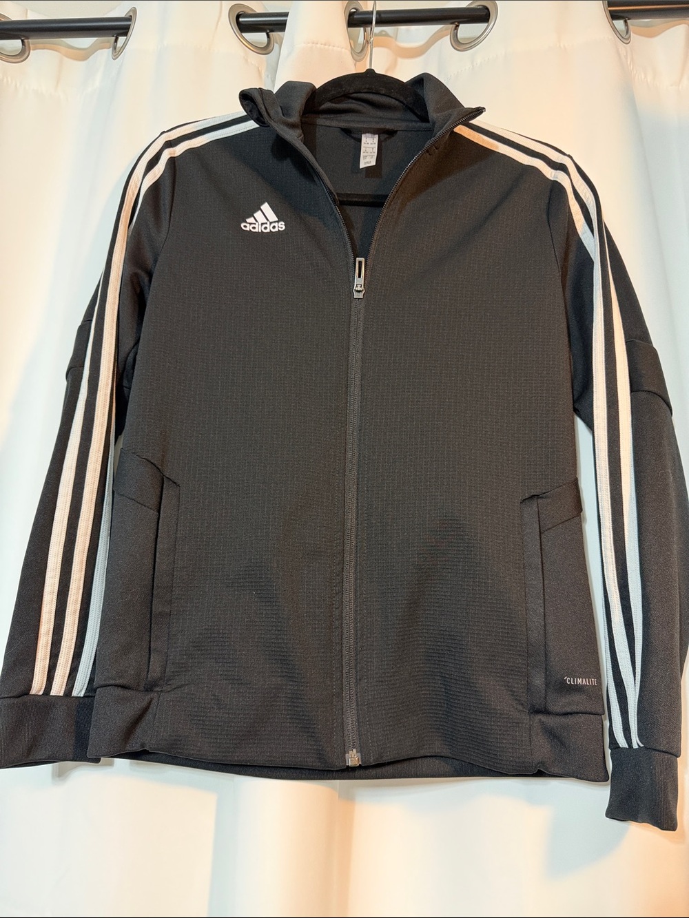 adidas Black Performance ClimaliteTrack Jacket with White Stripes *Flaw SZ S B8
